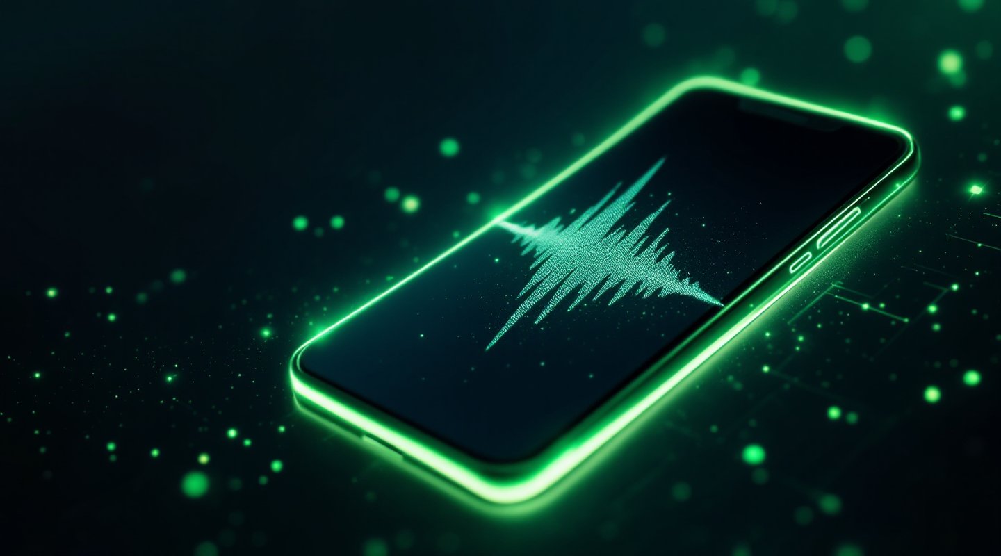 Smartphone mit Voice-Waveform Visualisierung